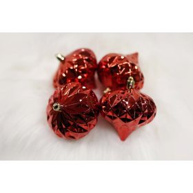 Piros színű karácsonyfadísz 4 db-os