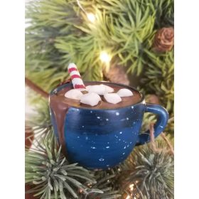 Bögre forrócsoki cukorpálcával, pillecukorral dekor