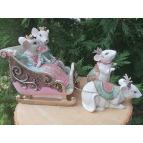 Egérkék szánnal dekor