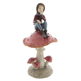 Gombán ülő manó fiú Led-es