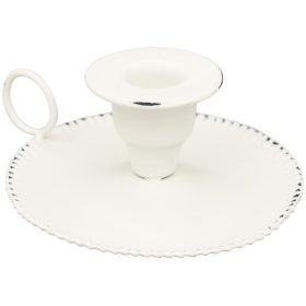 Fém, fehér gyertyatartó