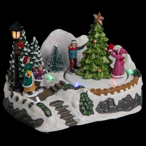 Led-es, mozgó karácsonyfa családdal jelenet