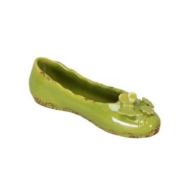 Kerámia cipő dekor zöld