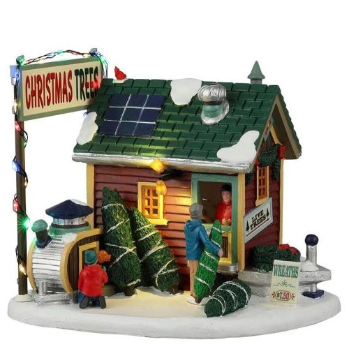 Fenyőfa árusító házikó Led-es