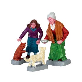 Idős hölgyek cicákkal Lemax 4 db-os szett