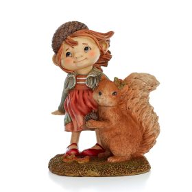 Őszi manó kislány mókussal