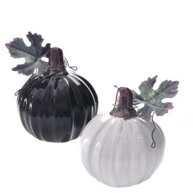 Őszi kerámia tök fém levéllel