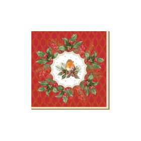 Karácsonyi szalvéta madárkával