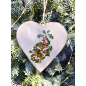 Fém karácsonyi szív ilex