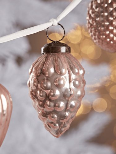 Halvány rózsaszín üvegdísz szett 3 db-os