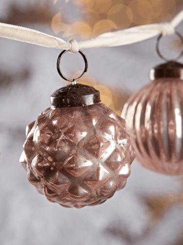 Halvány rózsaszín üvegdísz szett 3 db-os gömb