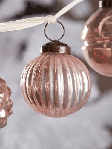 Halvány rózsaszín üvegdísz szett 3 db-os gömb